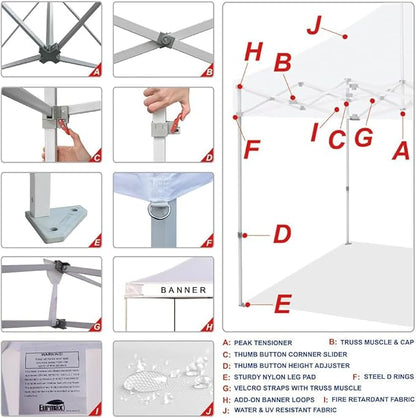 Eurmax USA 8'x12' Pop Up Canopy Tent Commercial Instant Canopies with Heavy Duty Roller Bag,Bonus 4 Sand Weights Bags (Red)