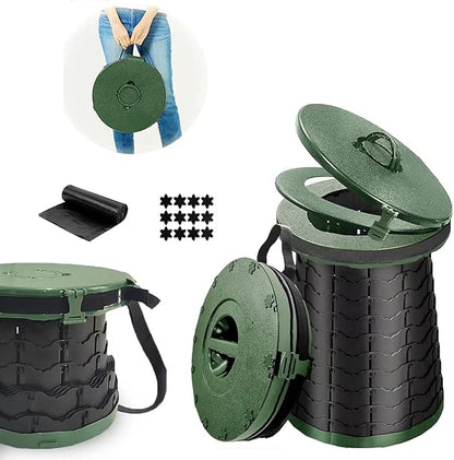 ALEVMOOM 19.7" XXL Portable Toilet for Camping 3-in-1 Travel Stool with Lid Adjustable Waterproof Foldable Collapsible 880Lbs Load Capacity for Traffic Jam/Fishing/Hunting/Hiking/Boating