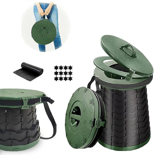 ALEVMOOM 19.7" XXL Portable Toilet for Camping 3-in-1 Travel Stool with Lid Adjustable Waterproof Foldable Collapsible 880Lbs Load Capacity for Traffic Jam/Fishing/Hunting/Hiking/Boating