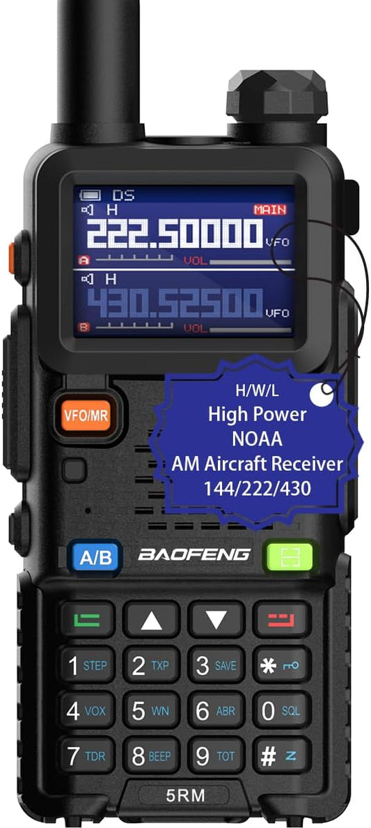 Ham Radio Handheld Baofeng Radio 5RM Long Range Walkie Talkies UV-5R Upgraded Two Way Radio, NOAA Weather, Type C Charging, 999CH Frequency Copy, Rechargeable 2500mAh Battery, Hiking Hunting Trip