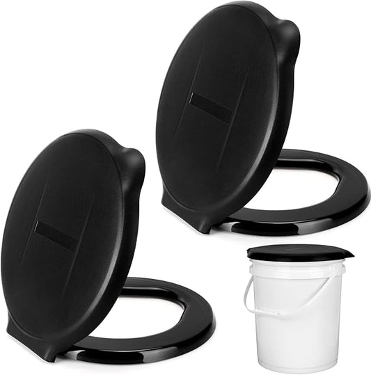 Glenmal 2 Pcs Emergency Portable Toilet Seat for 5 Gallon Bucket Outdoor Toilet Bucket Seat with Lid Toilet Cover for Camping Hiking Adults Kids