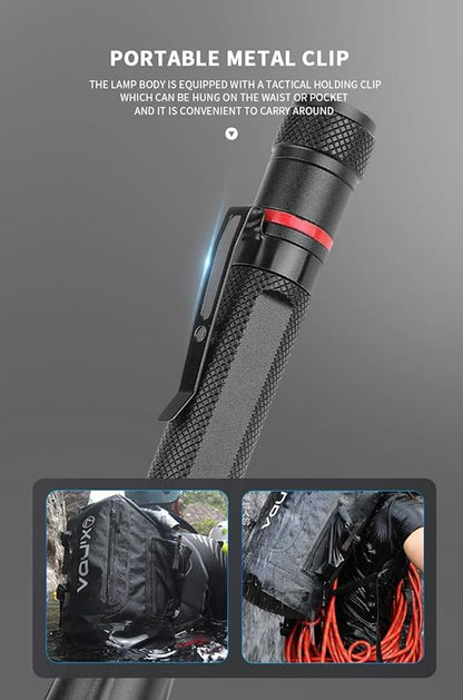 LUXJUMPER 2 Packs Pen Flashlights, 100 Lumens Bright Small Flashlight 3 Modes, Powered by AAA Batteries, Water Resistant, Tail Switch Pocket EDC Flashlight with Clip for Camping, Emergency, Gift