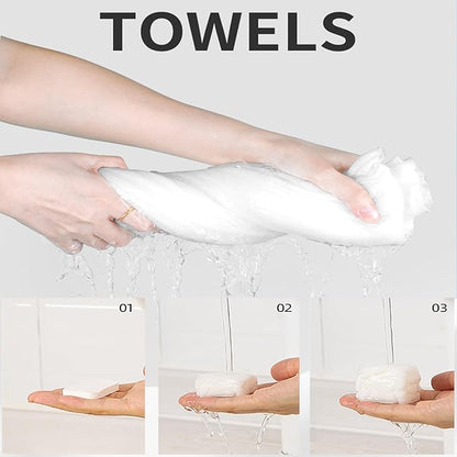 Compressed Towel Tablet Portable Face Towel Washcloth Reusable 28 Pack Wet and Dry Disposable Towel, Baby Towel or Dog Towel Camping Wipes for Travel Hiking Home Beauty (Bluk)