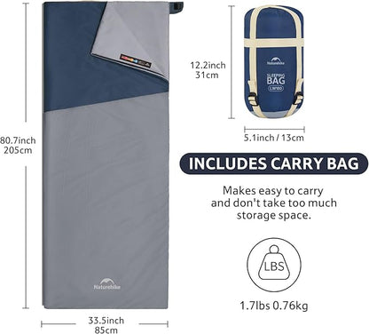 Naturehike Lightweight Compact Sleeping Bag, 59℉/32℉ Envelope Ultralight Backpacking Sleeping Bag Portable, Waterproof with Compression Sack for Cold&Warm, Camping, Traveling, Hiking