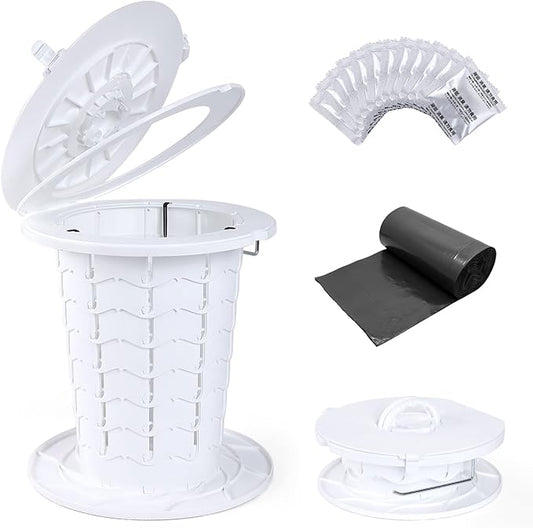 Upgrade Retractable Portable Toilet Travel Toilet Adjustable Height Camping Toilet Portable Potty for Adults Kids White