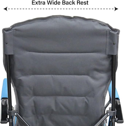 Caravan Sports High Back Deluxe Padded Folding Chair with Extra Wide Backrest, Padded Seat, Armrests & Cup Holder, Portable Outdoor Camping Chair with Carry Bag for Sports, Tailgating & Travel