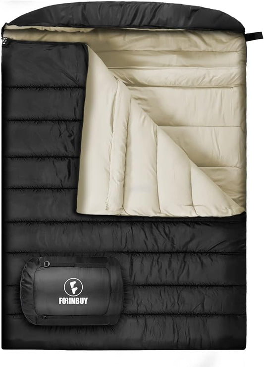 0 Degree Double Sleeping Bag for Adults, 2 Person Cold Weather Queen Size Sleeping Bag for Camping, RV Travel, or Family Outdoors