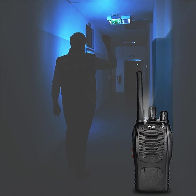 TIDRADIO TD-V2 Walkie Talkies for Adults with Earpiece and 8 Battery 2 Way Radios Walkie Talkies Long Range with Flashilght Two Way Radio Rechargeable for Business or Family (4 Pack)