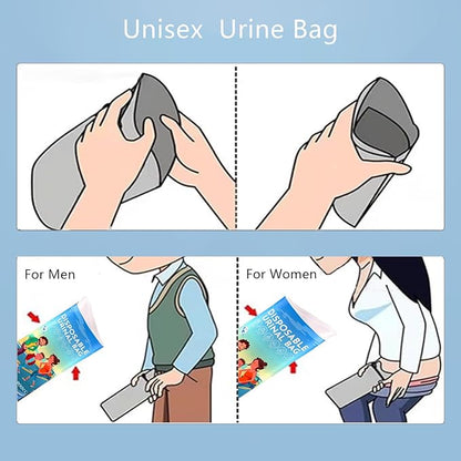 Disposable Urine Bags, 12 Pee Bags for Travel for Women, Portable Urinal for Women and Men, 900ML Emergency Toilet for Car and Vomit Bags Disposable, Camping Essentials Travel Toilet for Adult, Kids