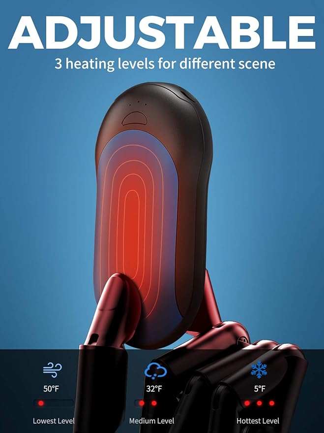OCOOPA Rechargeable Hand Warmer 10000mAh,Portable Electric Hand Heater,Up to 15 Hours,USB Battery Operated Handwarmer for Camping,Hiking,Hunting,Golf,Warm Tech Gifts,Halo H01