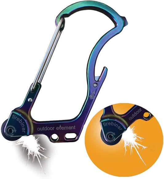 Firebiner 6-in-1 Fire-Starting Carabiner EDC Emergency Multitool -Keychain,Utility Blade,Bottle Opener,& More