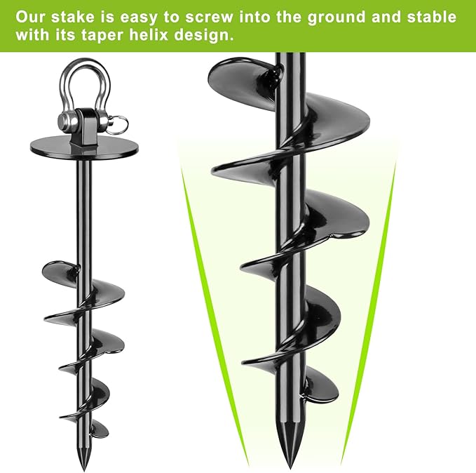 SELEWARE Dog Tie Out Stake Outdoor Anti-rust Dog Anchor for Large Dogs up to 220 lbs, Foldable Dog Stake Dog Camping Gear Twist Rod Included