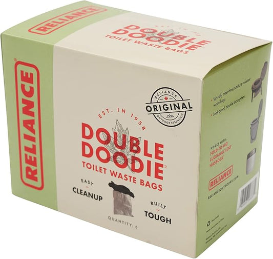 Reliance Products Double Doodie | Portable Toilet Waste Bags | No Gel | 6 Count (Pack of 1), Black, (2683-13)