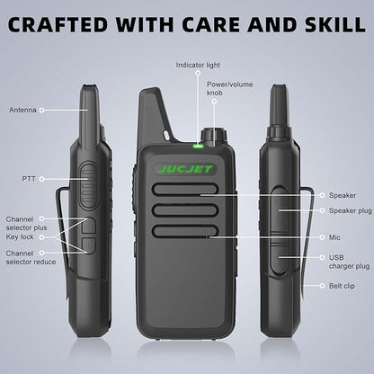 F20 Two Way Radio Long Range Rechargeable,VOX Handsfree, Portable, Small Walkie Talkies for Family Road Trip Camping Hiking (2 Pack)