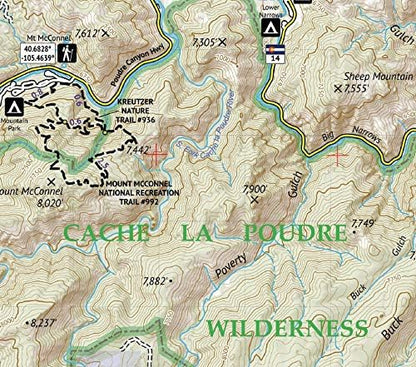 Outdoor Trail Maps Poudre Canyon - Colorado Topographic Hiking Map (2020)