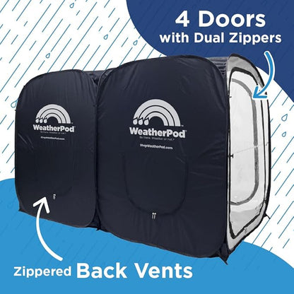 WeatherPod® The Original Shark Tank Side-by-Side™ 2-4 Person Pop-Up Pod - Stay Warm, Dry, and Out of The Sun - Weather Pod for Sports, Rain, or Wind - Simple to Set Up and Tear Down