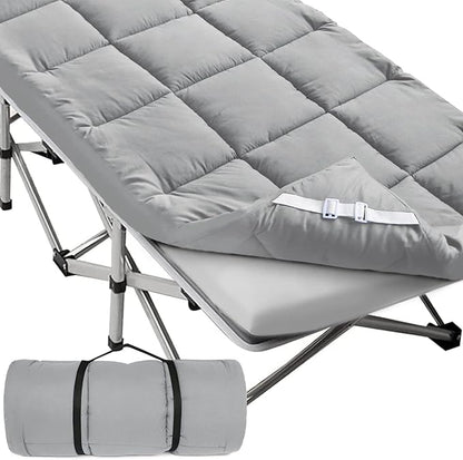 Navy Cot Mattress Topper - Quilted Pads for Camping, 75"x30" for Camp Cot/Rv Bunk/Narrow Twin Beds