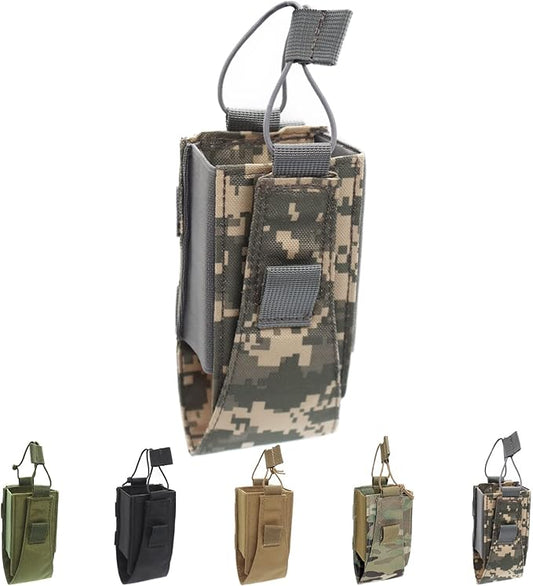 1000D Nylon Tactical Radio Holder Radio Case Radio Pouch Military Molle Radio Walkie Talkie Holder Bag Hunting Magazine Pouches Pocket for Two Ways Walkie Talkies Compatible (ACU)