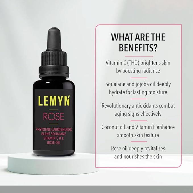 Squalane + Vitamin C Rose Oil | Enhanced with Carotenoids and Vitamin E | Freshly Made Face Oil | Hydrate & Firm | Small-Batch Artisan Skincare 15ml
