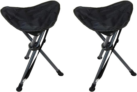 Travel Chair C-Series Slacker Tripod Chair for Camping, Lightweight Chair, Adjustable Carry Strap for Easy Transport | Outdoor Adventures Lighter Version of The Original Slacker Stool, Black - 2-Pack