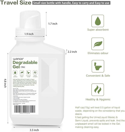 Wenge Urine Liquid Waste Gel for Portable Toilet - 1LB - Pee Powder for Camping Toilet, Eco Absorbent Gel,Outdoor Emergency Toilet Waste Treatment