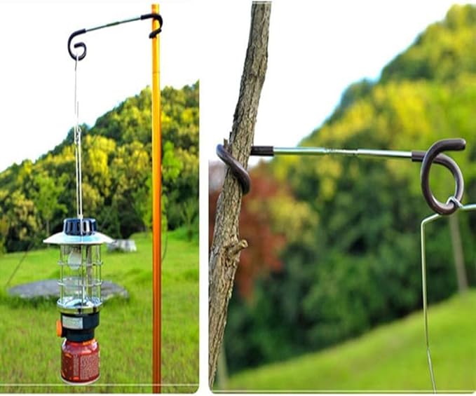 4 Pack Camping Lantern Hooks Hangers 11.6in Stainless Steel Tent Light Hangers Outdoor Lamp Hanger Non-Slip for Camping Hiking