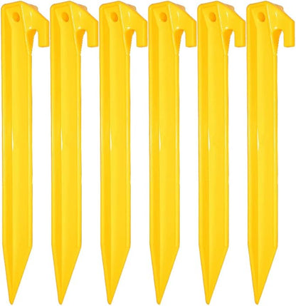 10 Pack Plastic Tent Stakes - 9 Inch Heavy Duty Beach Tent Pegs Canopy Stakes - Essential Gear for Camping, Backpacking, Gardening and More
