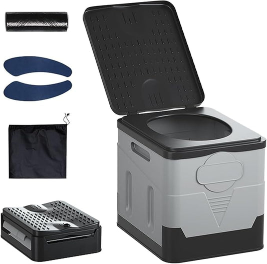 Portable Camping Toilet Water-Proof, Foldable, & Supports up to 700lbs (Grey, 10.6 * 11.8 * 11.8 INCH)
