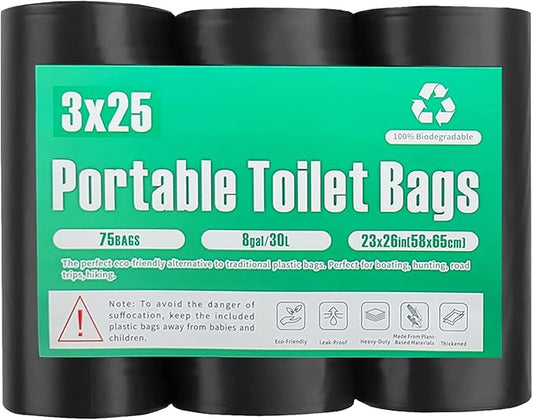 108 Portable Toilet Bags, 8 Gallon Biodegradable Camping Toilet Bags for Portable Potty, Thickened Compostable Toilet Waste Bags for 5 Gallon Bucket Trash Can Bin Liner RV Toilet Camping Car Outdoor