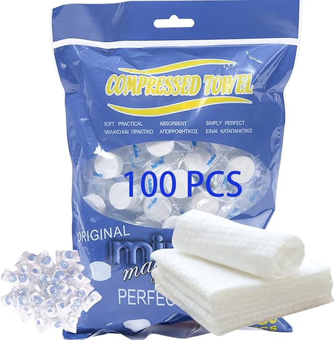 100 PCS Compressed Towels, Compressed Towels for Camping, Compressed Cotton Coin Tissue Towel, Disposable Face Compressed Towels, Camping Towels, Compressed Towel Tablet, Camping,100PCS(8.6in×9in)