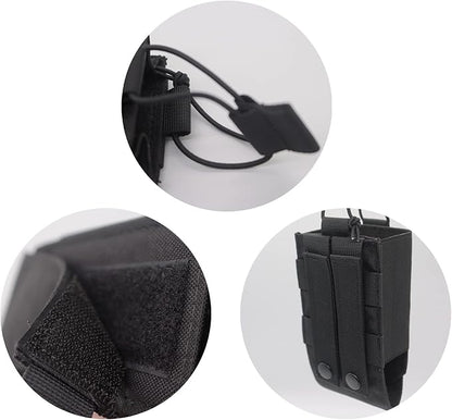 1000D Nylon Tactical Radio Holder Radio Case Radio Pouch Military Molle Radio Walkie Talkie Holder Bag Hunting Magazine Pouches Pocket for Two Ways Walkie Talkies Compatible (Black)