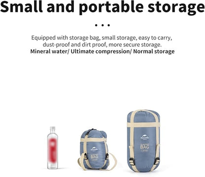 Naturehike Lightweight Compact Sleeping Bag, 59℉/32℉ Envelope Ultralight Backpacking Sleeping Bag Portable, Waterproof with Compression Sack for Cold&Warm, Camping, Traveling, Hiking