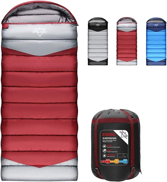 Adult Kids Sleeping Bag - All Season Warm/Cold Weather Lightweight for Camping & Hiking - Compact w/Compression Sack - Portable for Backpacking Travel Indoor - Unisex Boy Girl Man Woman