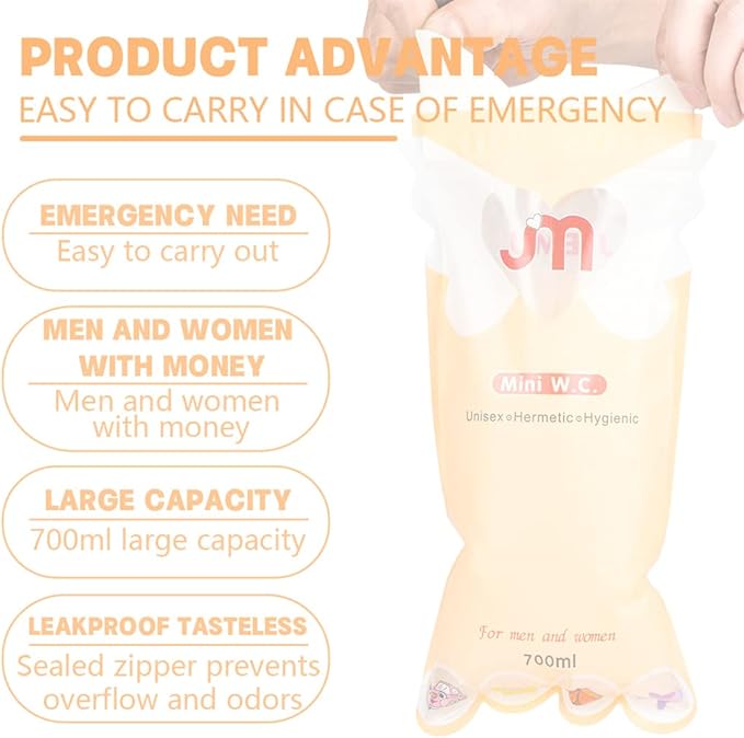 Urine Bags Pee Bag Portable Toilet Urinals Emergency Toilet for Unisex Adult Elder Kids Traffic Jam Travel and Camping 6PCS