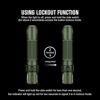 OLIGHT Warrior 3S 2300 Lumens Rechargeable Tactical Flashlight, Compact Dual-Switches LED Bright Light with Proximity Sensor, Powered by Customized Battery for Emergency, EDC and Searching (OD Green)