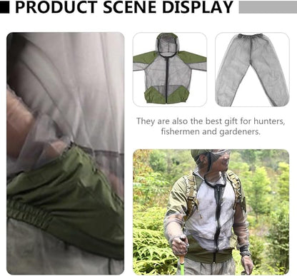 Kids Mosquito Suit Outdoor Net Clothing Mosquito Insect Bug Proof Clothing Insect Mesh Protection Clothing Mesh Insects Net Gloves mosquito suits for adults,bug suit Grey （ XL ）