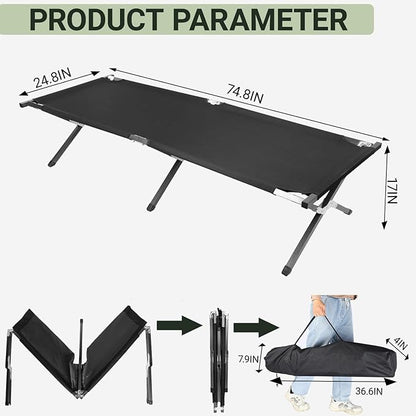 YSSOA Camping Cot, Sleeping Cots for Adults with Storage Bag, Portable and Lightweight Cot Bed for Outdoor Traveling, Hiking, Office Nap, Easy to Set up, 1 Pack