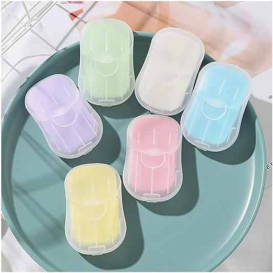 1 Box 50Pcs Blue Portable Soap Sheets, Mini Portable Travel Soap Paper Sheets Disposable Water Soluble Hand Washing Bath Scented Paper Soap, Outdoor Camping Soap and Shampoo, Camping Hiking