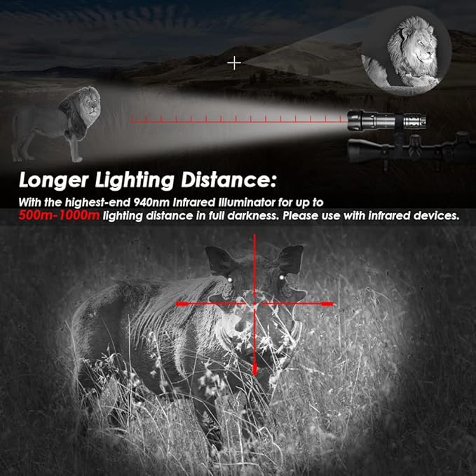 UniqueFire 2002D Vcsel 850nm IR Illuminator Flashlight Lights for Night Vision,Fresnel Lens Zoomable Infrared Illuminator IR Spotlight,Rapid Dimmer Switch, Max Lighting 1000M