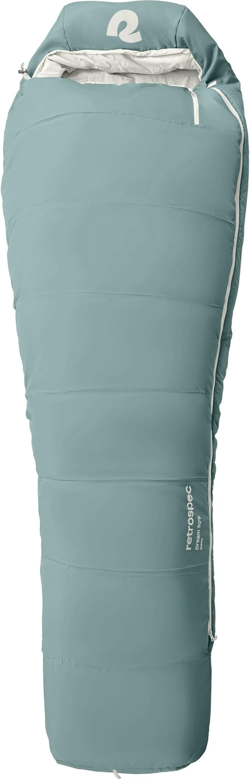 Retrospec Dream Mummy Sleeping Bag - 30°F Camping & Travel Essential Gear with Water - Resistant Shell & Synthetic Fill - Zippered Pocket & Stuff Sack