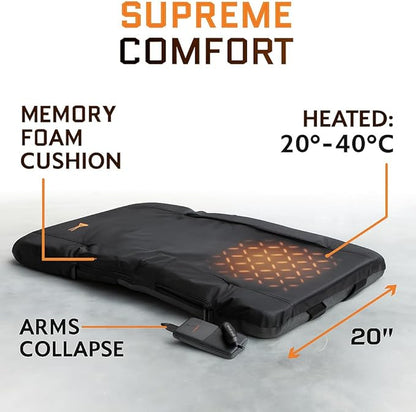 Heated Stadium Seats for Bleachers with Back Support – USB Battery Included - Upgraded 3 Levels of Heat - Foldable Chair - 4 Pockets and Cup Holder - for Camping Sports (20" inch Heat on seat)