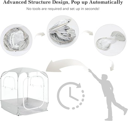 Sports Pods, Instant Pop Up Bubble Tent Fits 3-4 Persons, No Condensation, Spacious Interior, Ultra Visibility for Outside Sports Events, Fishing, Ultra Visibility, All Weather Protection