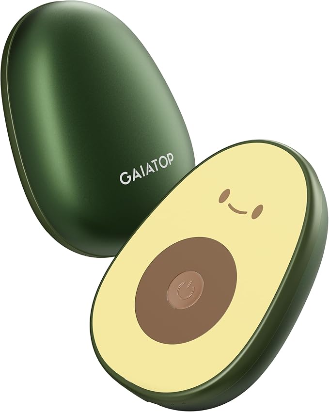 Gaiatop Hand Warmers Rechargeable 2 Pack, 4000 mAh Battery Avocados-Shaped Electric Hand Warmer with 2 PCS USB Cable, Reusable Portable Pocket Hand Heater Hot Hands Gifts for Women Men Camping Hunting