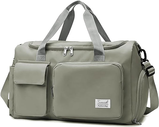 Sports Gym Duffel Bag with Shoes Compartment and Dry Wet Separated Pocket for Men and Women - Overnight Weekender Training Handbag Yoga Bag - Dark Gray