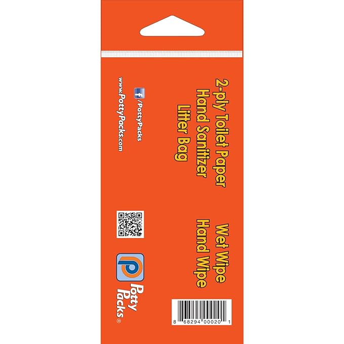 Sh!t Kit Single Use Portable Travel Bathroom Pack with 2 ply Toilet Paper (4ft), Disposal Bag, Wet Wipes & Hand Sanitizer for Hunting, Camping, Hiking, Outdoors, Backpacking & More, Single - 20 units