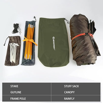 Bessport Camping Tent 1/2 Person Tent Waterproof Two Doors Backpacking Tent Easy Setup Lightweight for Outdoor, Hiking Mountaineering Travel