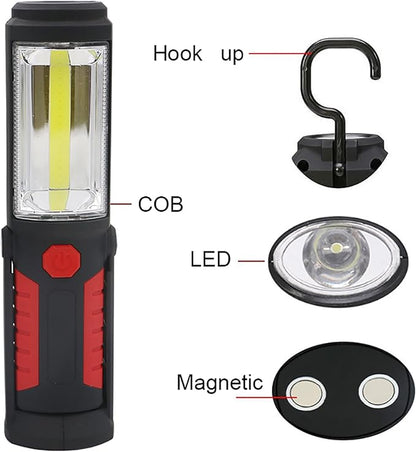 LED Magnetic Worklight,Portable Battery Powered Inspection Lamp Trouble Light for Mechanic Tool,Camping,Grill,Emergency(Red,Batteries NOT Included)