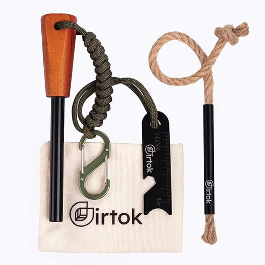 Camping Fire Starter Survival Tool，Large Size & Stylish Eye-catching Colors Ferro Rod with a Hemp Wick,Carabiner Clip & Survival Paracord,Survival Kit for Camping, Hiking & Emergency