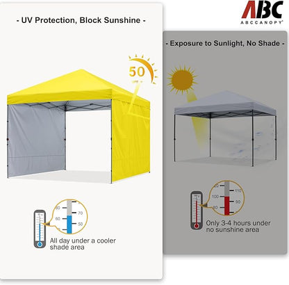 ABCCANOPY Pop up Canopy Tent with 2 Sidewalls for Outdoor Sun Blocking or Rain Protection,10x10, Yellow