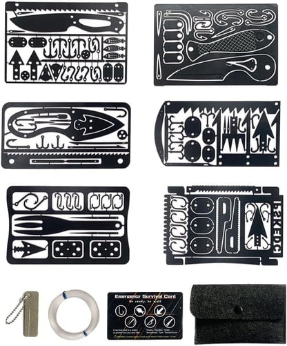 8Pcs Survival Cards Multi-Functional Tool Card Emergency Camping Tool EDC Kit in Your Walletcard with Fishhook Fishing Line,Survival Guide Multitool Camping Gear for Outdoor Hiking Hunting